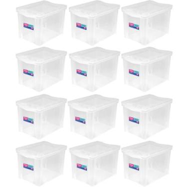 Imagem de Kit 12 Caixas Organizadoras 30L Multiuso Alta Ordene Transparente Radi