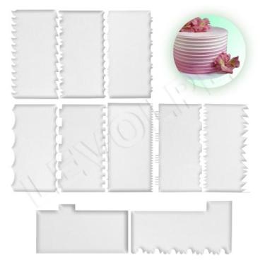 Imagem de Kit Espátulas Acrílico Para Bolo 10 Unidades Com 20 Modelos - Levolpe