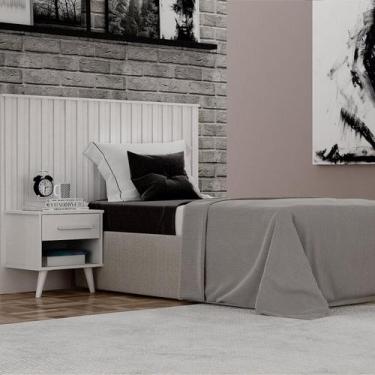 Imagem de Cabeceira Solteiro Milano Ripado com Mesa de Cabeceira - Leifer