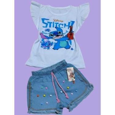 Imagem de Conjunto jeans infantil  stitch alegria - mc moda kids, M VESTE 4/6 AN