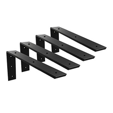 Imagem de Walwe Suporte De Bancada, Pacote Com 4 Unidades, 18", Resistente, 3/8" De Espessura, Suporte De Bancada Em Granito Preto, 18" X 8" X 2,5" De Prateleira, Suporte Em L, Corbels De Lareira Para Bancadas