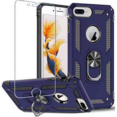 Imagem de Folmeikat Capa compatível com iPhone 8 Plus, iPhone 7 Plus, iPhone 6s Plus/6 Plus, protetor de tela, anel de metal giratório de 360 graus, fino, absorção de choque, canto reforçado, silicone TPU macio