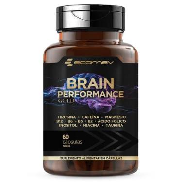 Imagem de Brain Magnesio Tirosina Cafeina Taurina 500Mg 60cáps Blend Puro Import