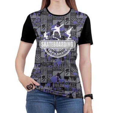 Imagem de Camiseta Skate Skatista Feminina blusa Esqueite Esporte Brd - Alemark,