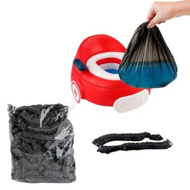 Imagem de OULIGET Forros de cadeira de penico com sacos de treinamento elásticos e portáteis, revestimentos de refil de vaso sanitário descartáveis para crianças e bebês, capa de assento de vaso sanitário, 43 x