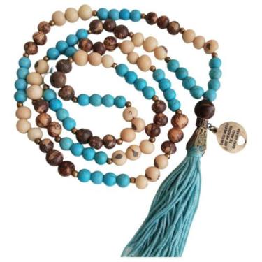 Imagem de Japamala 108 Contas Em Howlita Turquesa E Semente De Açaí - Encanto Da