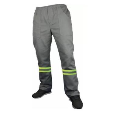 Imagem de Calça Brim Prof. Leve Elastico Total C/ Faixa Refletiva VD 5CM Cor: Ci
