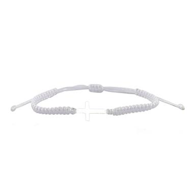 Imagem de COLORFUL BLING Pulseira feita à mão com cruz trançada preta e vermelha com proteção de corda de aço inoxidável Sideways Faith Hope Blessed, joia religiosa, Metal Metal Fibra Sintética, Inoxidável