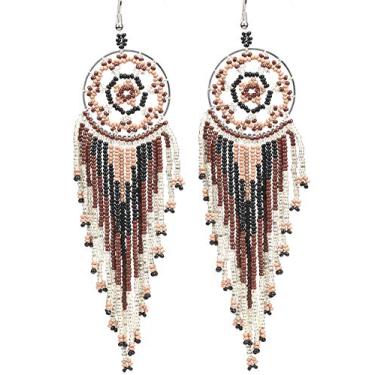 Imagem de Brincos de miçanga Tarsus Dream Catcher Dangle para mulheres "Japan Seed Bead" Meninas Hipoalergênico com contas Nativo Americano
