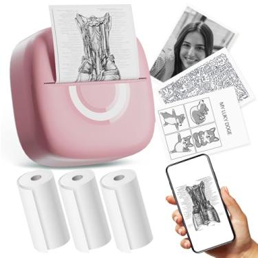 Imagem de Mini impressora de adesivos térmicos com 3 rolos de papel, cápsulas de impressão de telefone portátil Bluetooth, fabricante de adesivos de estudo para fotos, diários, faça você mesmo, compatível com
