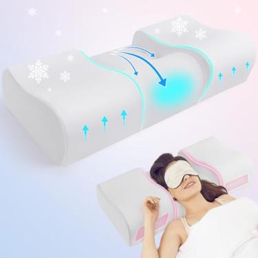 Imagem de Travesseiro ergonômico antirugas para dormir nas costas: almofada de beleza antienvelhecimento com espuma viscoelástica cervical para alívio da dor no pescoço - Travesseiro de rosto impecável com