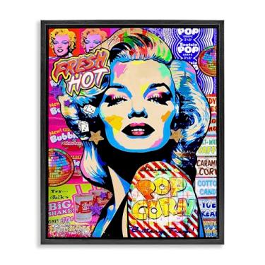 Imagem de Stupell Industries Tela flutuante emoldurada Marilyn estilo pop Groovy Design de arte de parede por Jess Stempel, moldura flutuante preta, 43 x 53 cm