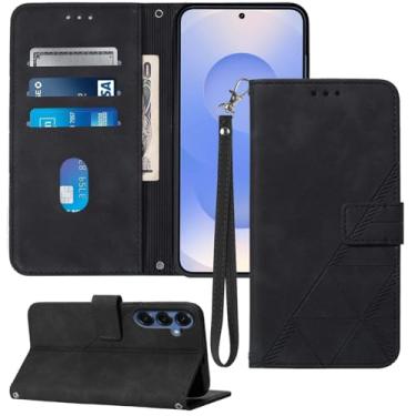 Imagem de Moment Dextrad Capa carteira para Samsung S25, compartimentos para cartão, alça de pulso, proteção interna de TPU, capa flip de couro PU com suporte para Galaxy S25 5G (2025) (preto)