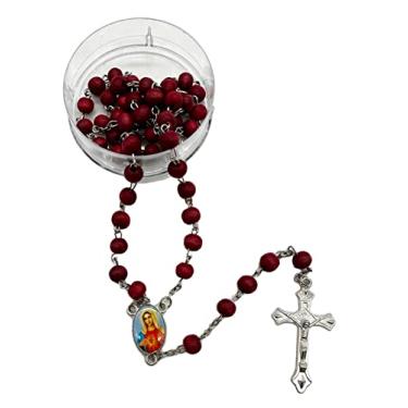 Imagem de Colar Terço Nossa Senhora de Fátima Virgem Maria com contas em estojo, presente religioso, lembrancinha de festa, oração católica Rosario de la Virgen de Fatima - 12 peças, Medium, Acrílico, acrílico
