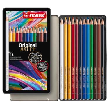 Imagem de STABILO Lápis de colorir premium – Caixa de metal original com 12 cores sortidas