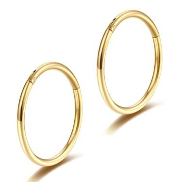 Imagem de Anéis de nariz de 18 g, 20 g, argolas, ouro, grau 23, titânio, articulados, sem costura, clicker sleeper, cartilagem, daith, tragus, hélice, piercing de argola, Metal, titânio g23