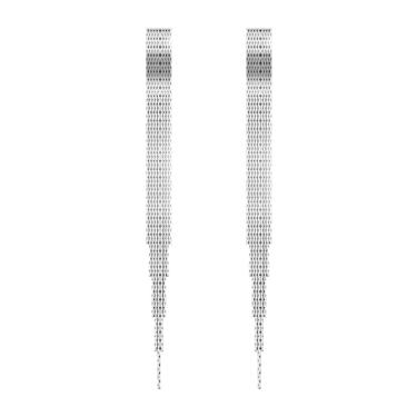 Imagem de KristLand - S925 Brincos de pingente de prata com franja e franja de bola de prata brincos delicados simples, Cristal, Cristais