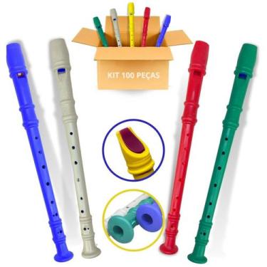 Imagem de Kit 100 Flauta Doce Infantil Instrumento Brinquedo Musical - Europio