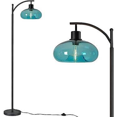 Imagem de DANGGEOI Luminária De Chão Industrial, Luminária De Pé Moderna Com Cúpula De Vidro Soprado À Mão, Luminária De Canto De Fazenda De Poste Alto Para Sala De Estar, Quarto E Escritório, Lâmpada De 3 Co