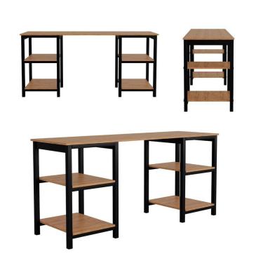 Imagem de Mesa Escrivaninha Home Office Escritório Metal Canela Rustic