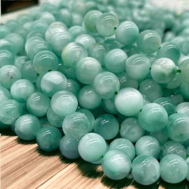 Imagem de ABCGEMS Contas raras de pedra da lua verde russa AKA Angelite verde - Esquema de cores em dois tons com lindo flash (adicionando uma qualidade dinâmica e iridescente que é realmente atraente) Liso