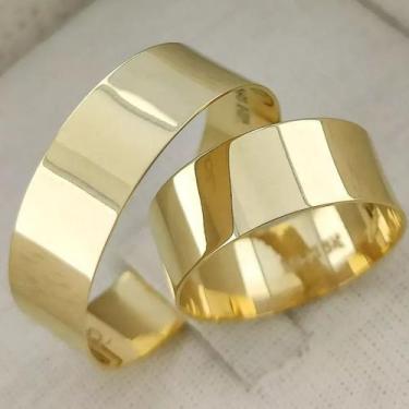 Imagem de Par Alianças de Ouro 18K Casamento Larga Megan Ouro 18K 7mm 10g retas 