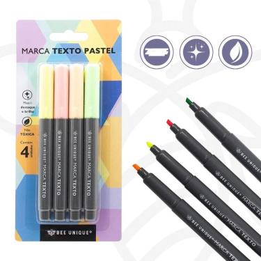 Imagem de Kit Marca Texto Bee Unique Tons Pastel C/4