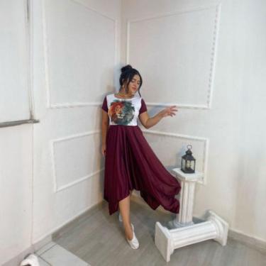 Imagem de Vestido de Dança Coreografia Leão Moda Evangélica - MISS FLOWER, Vinho