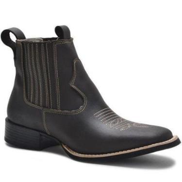 Imagem de Bota Texana LOOKSTOCK em Couro Cano Curto Bordada Masculina-Masculino