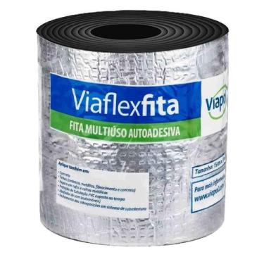 Imagem de Fita Autoadesiva Manta Asfaltica Aluminizada 15cm X 10m Viaflex Viapol