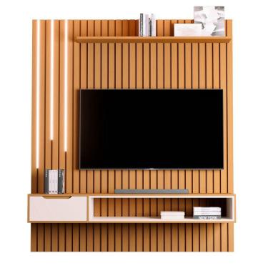 Imagem de Home Ripado Com Rack Suspenso E Led Saikai Nature Pérola