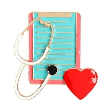 Imagem de Moda série médica metal esmalte broche estetoscópio masculino feminino