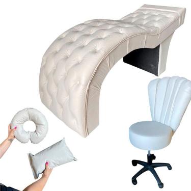 Imagem de Kit Maca M1 70 + Mocho Pétala + Kit Almofadas Corino Bege - In9 Decor