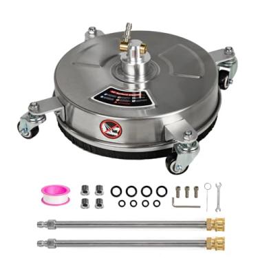 Imagem de SCITOO Limpador de superfície de lavadora de pressão de 33.0 cm 4000 PSI com 4 rodas, conector rápido de 0,6 cm, 2 varinhas de extensão e acessórios de arruela para concreto, pátio, calçada, deck e