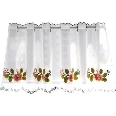 Imagem de Cortina de cozinha curta painéis de cortina de janela pequena, cortinas florais para janela, proporcionam privacidade, cortina de filtro de luz, quarto, cozinha, quarto, varanda, cortinas de corte