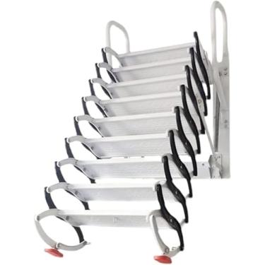 Imagem de Escada de sótão portátil dobrável escada de sótão montada na parede escada de sótão retrátil com apoios de braços escada telescópica sólida estável