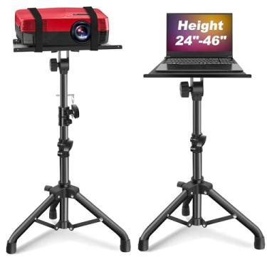 Imagem de Suporte para projetor, tripé para laptop, altura de 62 a 116 cm, suporte de chão de laptop para equipamentos de DJ, filmes ao ar livre, escritório, casa, palco ou estúdio (preto)