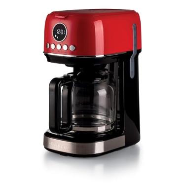Imagem de Ariete Cafeteira moderna 1396, café americano, capacidade para até 15 xícaras, base de aquecimento, visor LCD, filtros removíveis e laváveis, vermelho