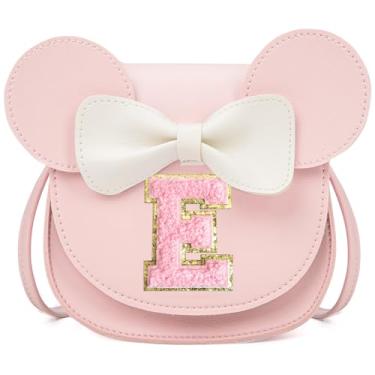 Imagem de OYLOLA Presente de aniversário para meninas de 3, 4, 5, 6, 7, 8 anos, presente de páscoa para crianças, bolsa infantil fofa, carteira infantil, rosa, E, Rosa-rosa, E