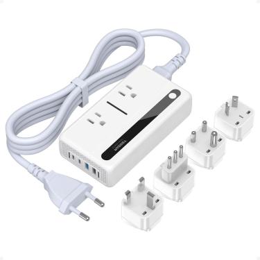 Imagem de Conversor de tensão TESSAN 220V a 110V com 4 soquetes USB 2 AC