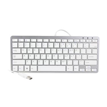 Imagem de iKKEGOL Mini teclado compacto com fio USB fino 78 teclas pequeno super fino para desktop, laptop, PC Win 7 Mac (branco)