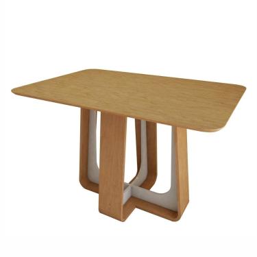 Imagem de Mesa de Jantar Retangular 120cm Tampo MDF Sintonia Amêndoa Clean/Off White/Amêndoa Clean
