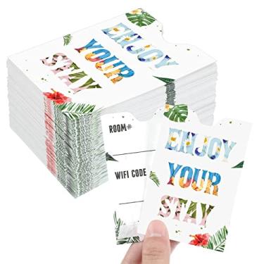 Imagem de Eaasty Envelopes de cartão chave de hotel, 1000 peças, Enjoy Your Stay, porta-cartões de hotel, floral, para quarto de hotel, para convidados bem-vindos, 6 x 8 cm