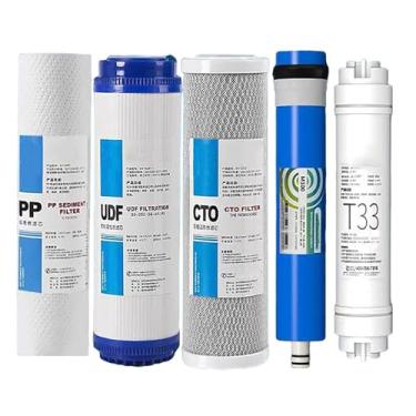 Imagem de 5-Stage Reverse Osmosis Replacement Filter Set, with 100 GPD RO Membrane, Pre & Post Replacement Cartridge Pack Kit, for Standard 10‘’ 5-Stage Reverse Osmosis Systems