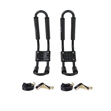 Imagem de Rack J-Bar AA-Racks para Canoé Kayak Carrier Canoe Boat Paddle Board Surfboard Montagem superior no Carro SUV Truck Crossbar com 16 pés Catraca Tiras de Cinto