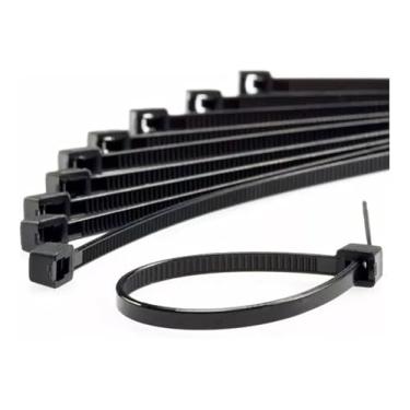 Imagem de Kit com 200 Abraçadeiras de Nylon 4.8X 200mm Preta – Enforcagato Resistente para Organização de Cabos, Fios e Uso Geral