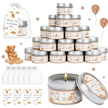 Imagem de Conjunto de 50 velas de chá de bebê, lembrancinhas de festa, urso, lavanda perfumadas, lembrancinhas a granel para convidados, meninas, meninos, chá de bebê, presentes de festa revelados (urso marrom)