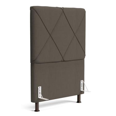 Imagem de Cabeceira Cama Box Solteiro Mel 90cm Com Frame Linho Marrom - Desk Design