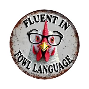 Imagem de WeiLaiKeQi Placa de porta redonda de, placa hilária e inovadora, arte de madeira, enfeite de galinha, decoração para, janela, feriado, área externa