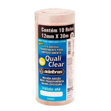 Imagem de Fita Adesiva PP Transparente 12mmx30m Qualiclear c/10 - Adelbras